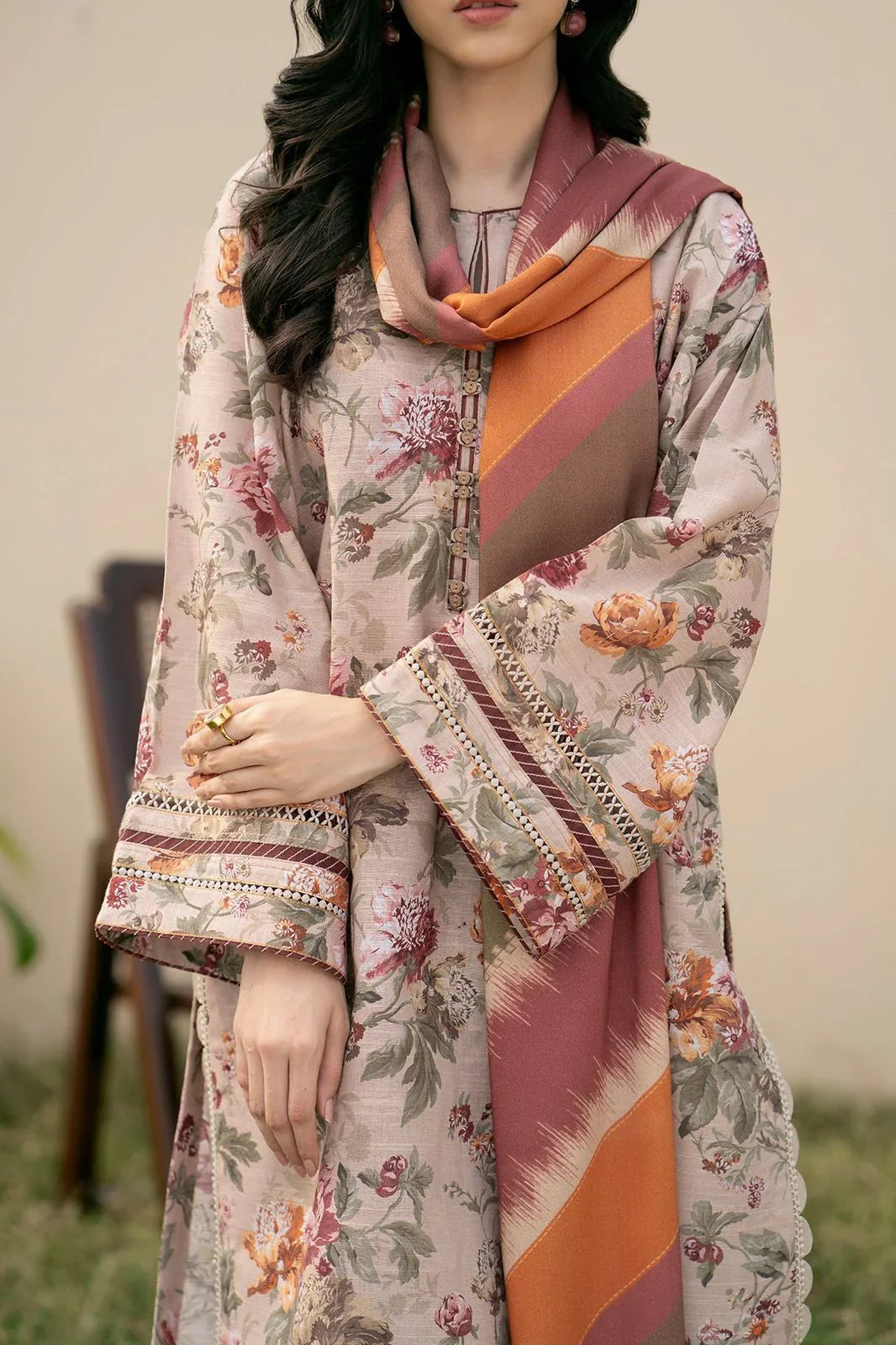 BAROQUE - 3PC Lawn Printed Shirt With Voile Printed Dupatta-762