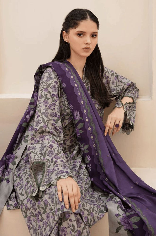 BAROQUE - 3PC Lawn Printed Shirt With Voile Printed Dupatta-768